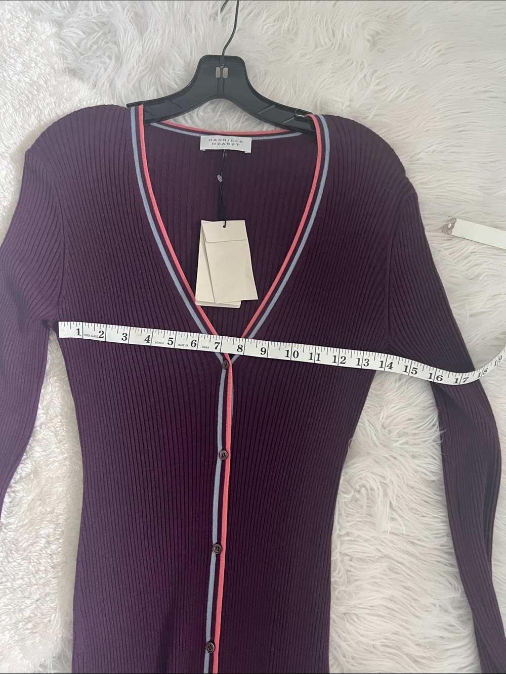 Gabriela Hearst Plum Ribbed Button-Front Mini Dress - Picture 12 of 12